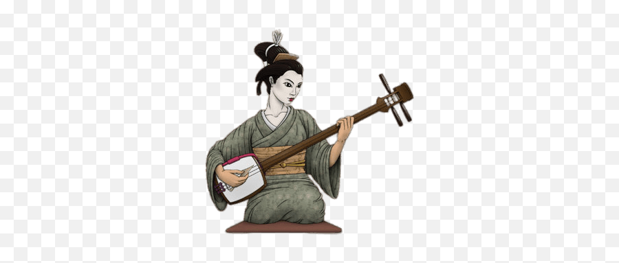 Japanese Musician Playing The Shamisen Transparent Png - Shamisen Traditional Japanese Instruments,Musician Png