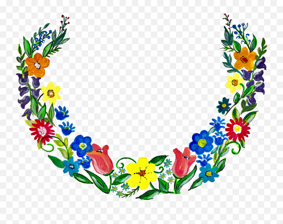 4 Flower Wreath Painting Png Transparent Onlygfxcom - Transparent Background Flower Wreath,Painted Flowers Png