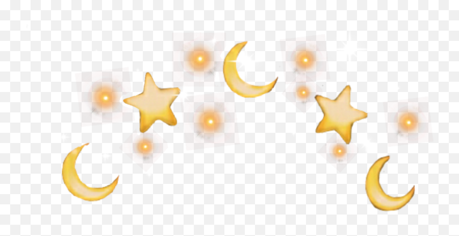 Moon Yellow Star Stars Emoji Kawaii Cute Crown Shine - Transparent Star Crown Png,Moon Emoji Png