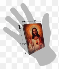 Holy Land Icon Jesus Sacred Heart Hand Carved Serpentine Stone - Christian Cross png