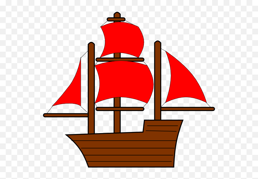 Red Pirate Ship Clip Art - Sail Ship Clipart Png,Pirate Ship Png