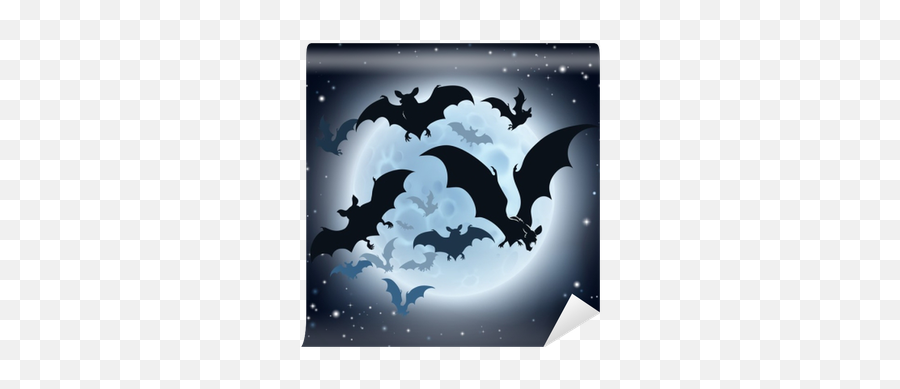 Bats And Full Moon Halloween Background - Bats Png,Full Moon Transparent Background