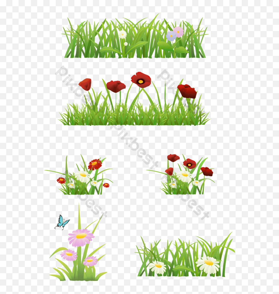 Small Flower Grass Plant Png Decorative Images Psd - Floral,Icon Borders Transparent