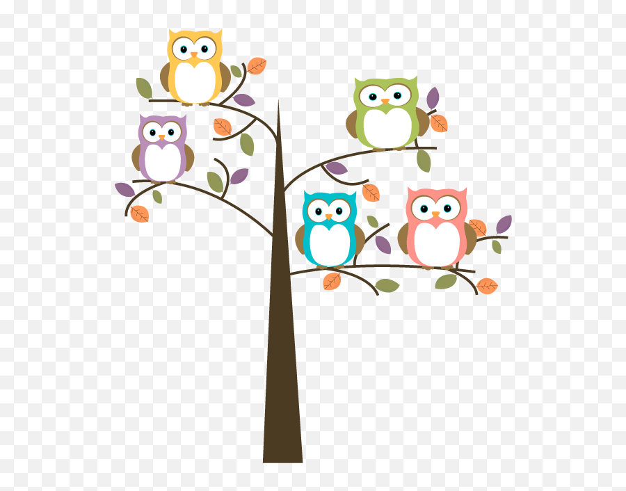 Transparent Owls In A Tree - Cartoon Owls In A Tree Png,Cartoon Tree Png