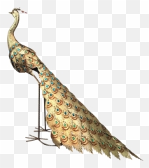 Large Hollywood Regency Gold Metal Peacock Statue - Transparent Boho Peacock Png,Peacock Png