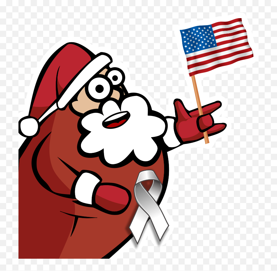 Free Funny Looking Santa Holding An American Flag Clip - Weird Christmas Clipart Transparent Png,American Flag Png Free