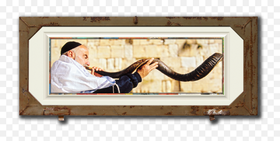 Download Portrait Of Man Blowing The Shofar In Jerusalem - Picture Frame Png,Shofar Png
