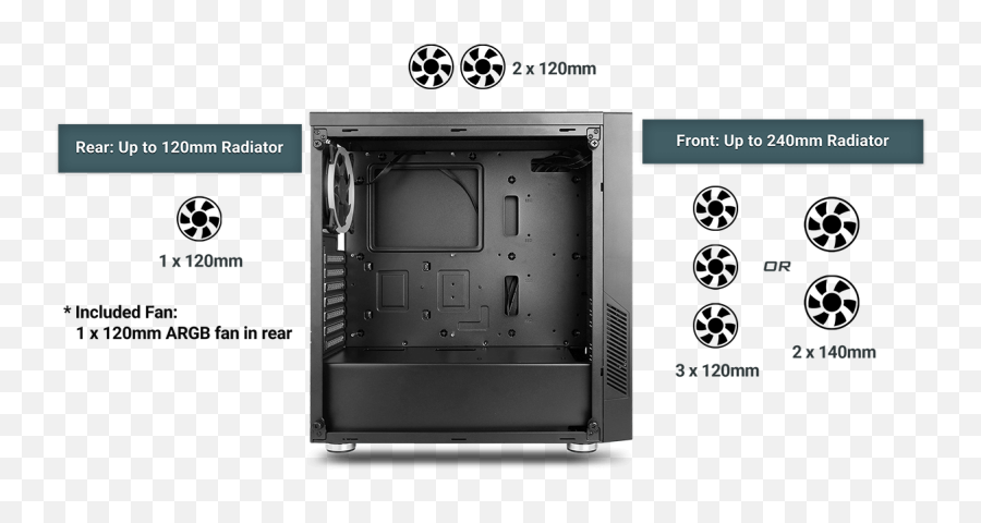 Nx300 Black Is The Best Atx Tower Pc Case With Argb Front - Case Antec Nx300 Png,Fan Icon On Computer Case