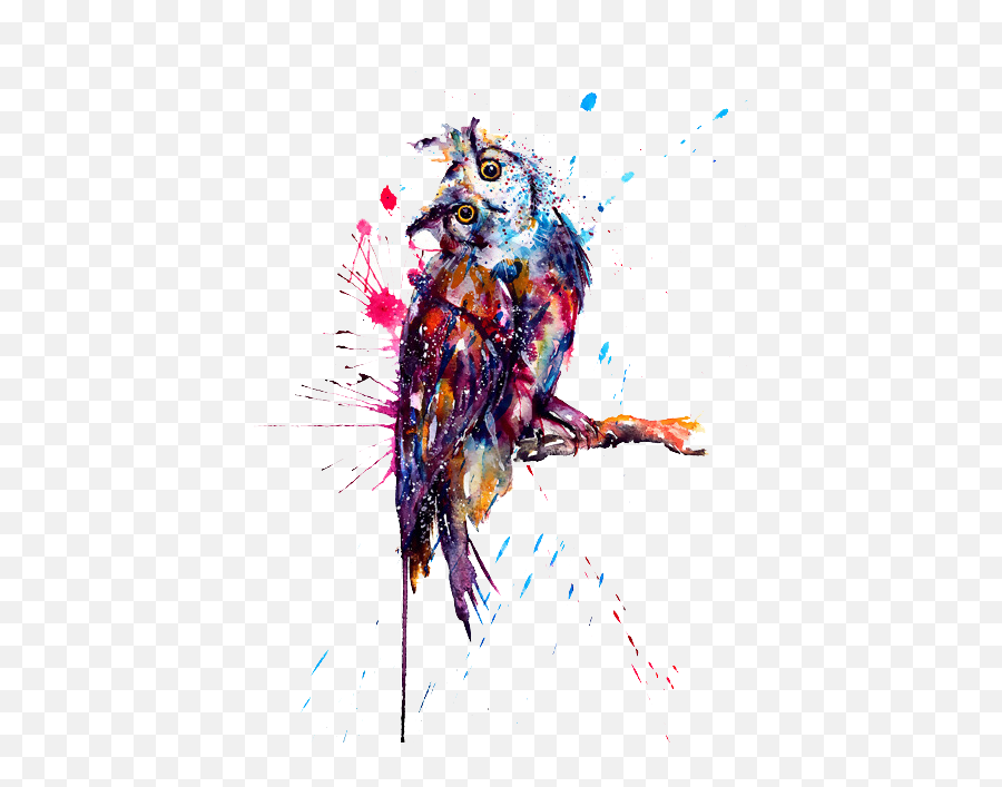 Download Owl Tattoo Watercolor Painting - Paint Splatter Tattoo Art Png,Tattoos Transparent Background