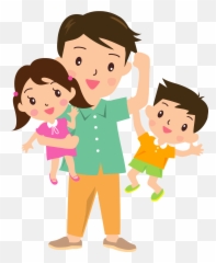 Father With Son And Daughter Clipart - png