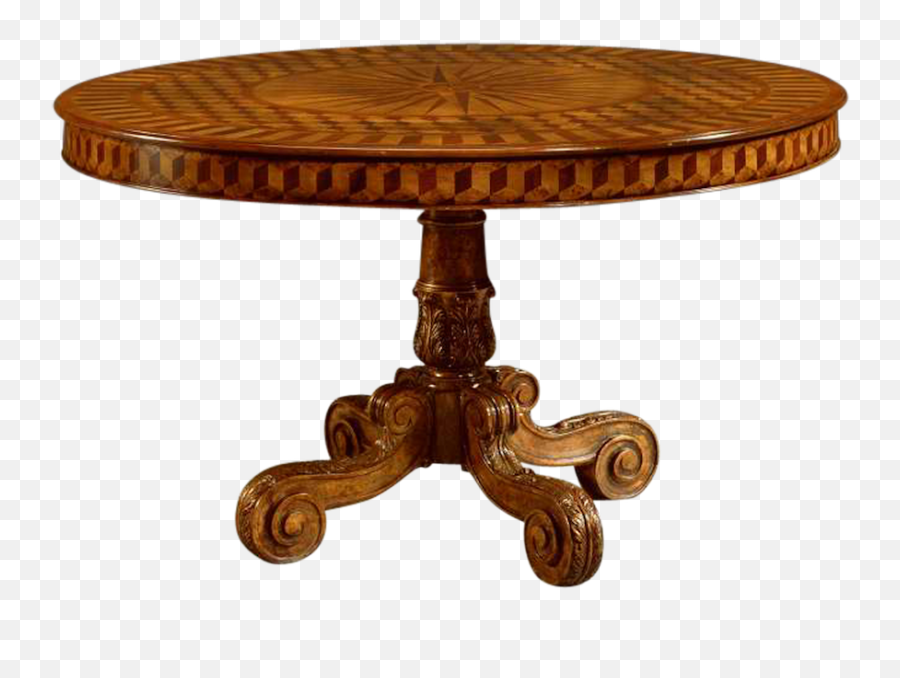 Inlaid Round Dining Table - Transparent Antique Round Table Png,Round Table Png