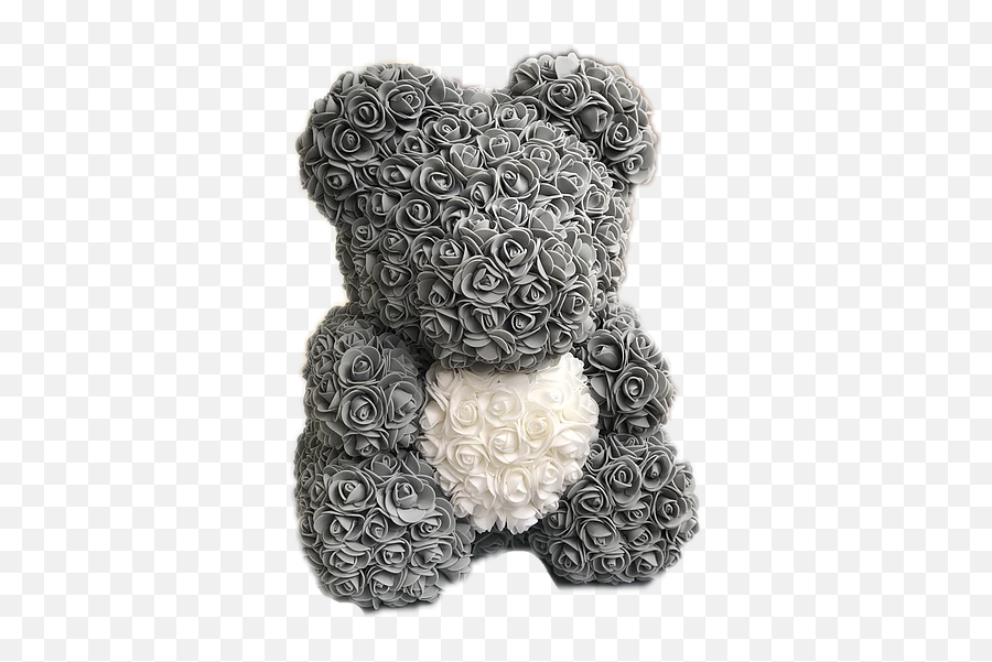Flower Foam Bear - Grey With White Heart Plt By M Carving Png,White Heart Transparent