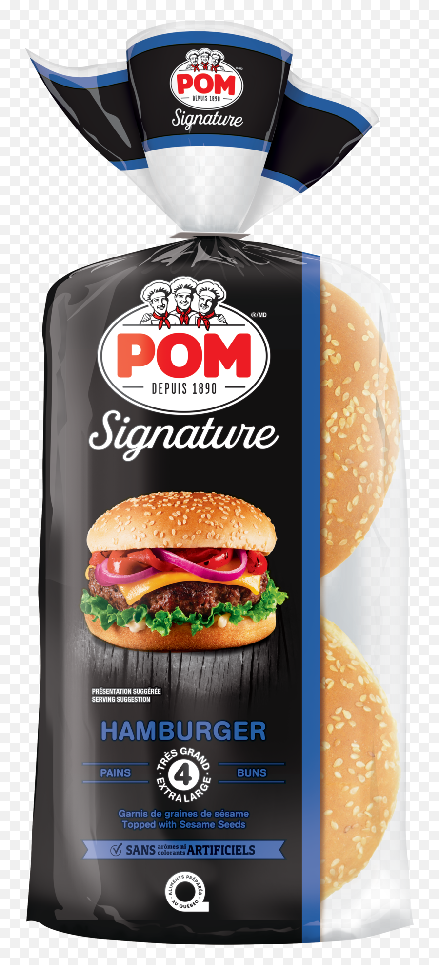Pom Signature Sesame Hamburger Buns 4 - Pack Pom Pom Hamburger Buns Png,Burger Bun Png