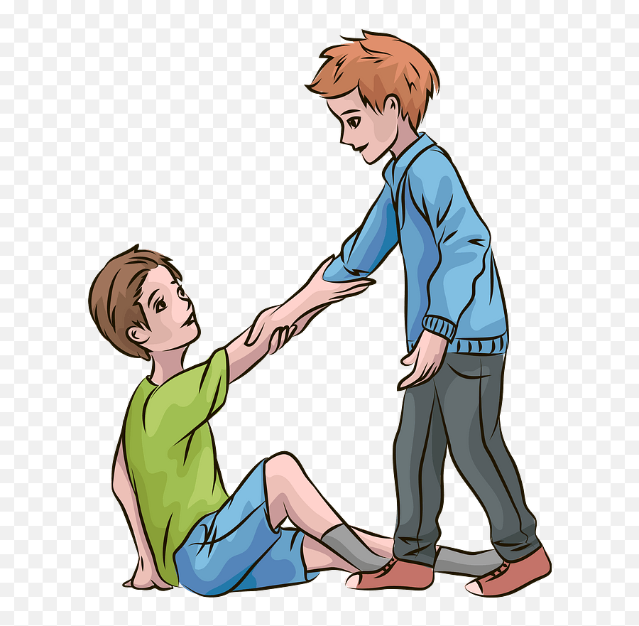 Boy Helping Other To Stand Up Clipart Free Download - Helping Poor Clipart Png,Hand Reaching Png