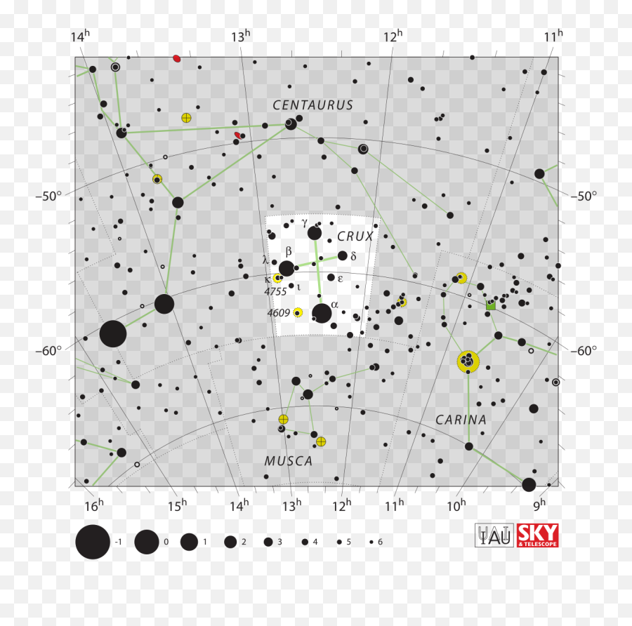 Crux - Star Chart Southern Cross Png,Third Quarter Half Filled In Stars Symbol Icon