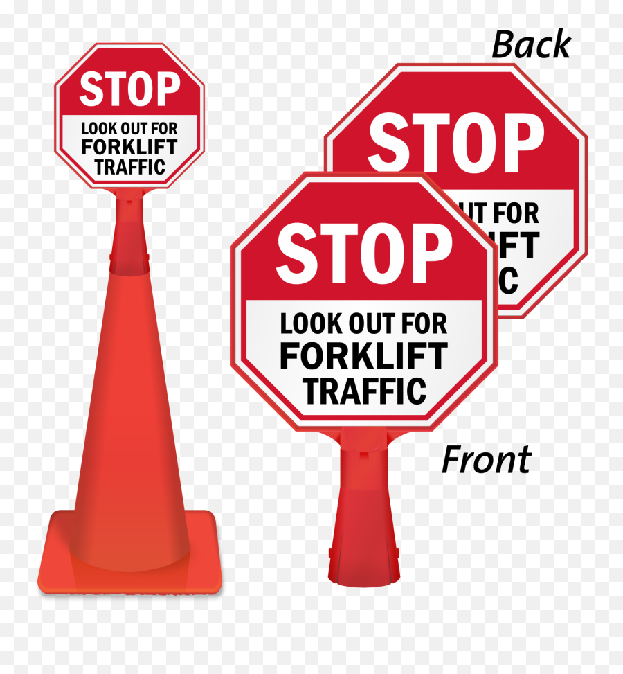 Stop Lookout For Forklift Traffic Cone Sign Sku Cb - 1332 All Visitors Must Sign Png,Lookout Icon