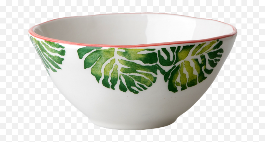 Ceramic Bowl Tropical Leaf Print Rice Dk - Bowls With Palm Leaf Png,Tropical Leaf Png