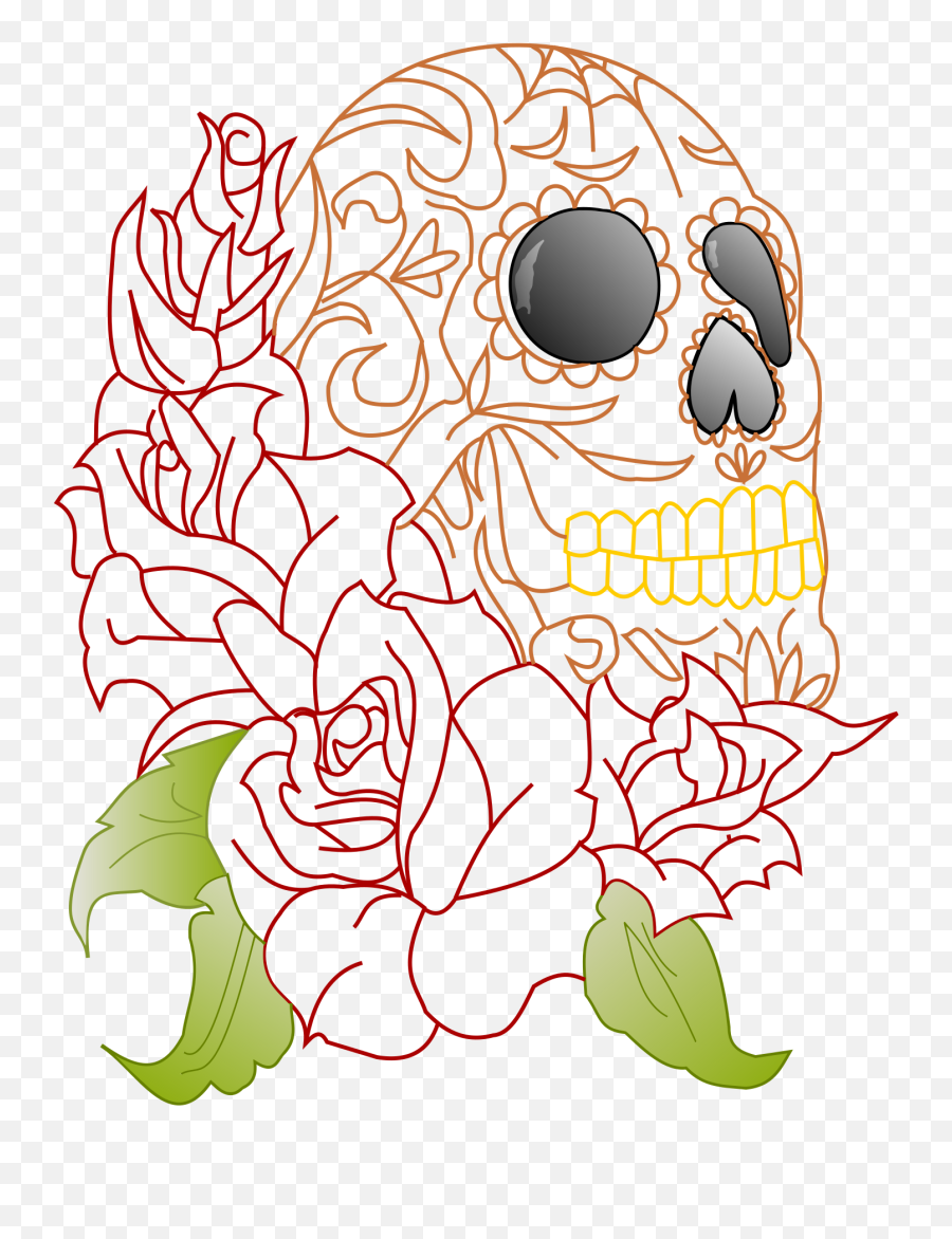 Flower Clipart Skull Picture - Cool Rose And Skull Clipart Png,Dead Rose Png