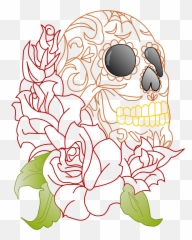 Flower Clipart Skull Picture - Cool Rose And Skull Clipart Png,Dead Rose Png