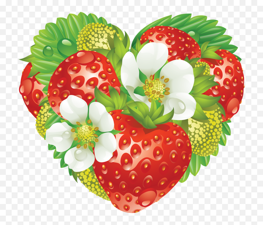 Ya - Strawberry Heart Png Clipart Full Size Flores E Morangos Png,Strawberry Clipart Png