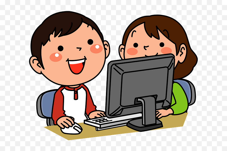 Children Computer Clipart - Children Using Computer Clipart Png,Children Clipart Png