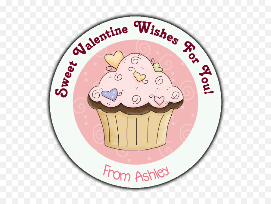 Valentine Candy Hearts Cupcake Round Stickers Primfection Designs - City Of Santa Fe Png,Candy Hearts Png