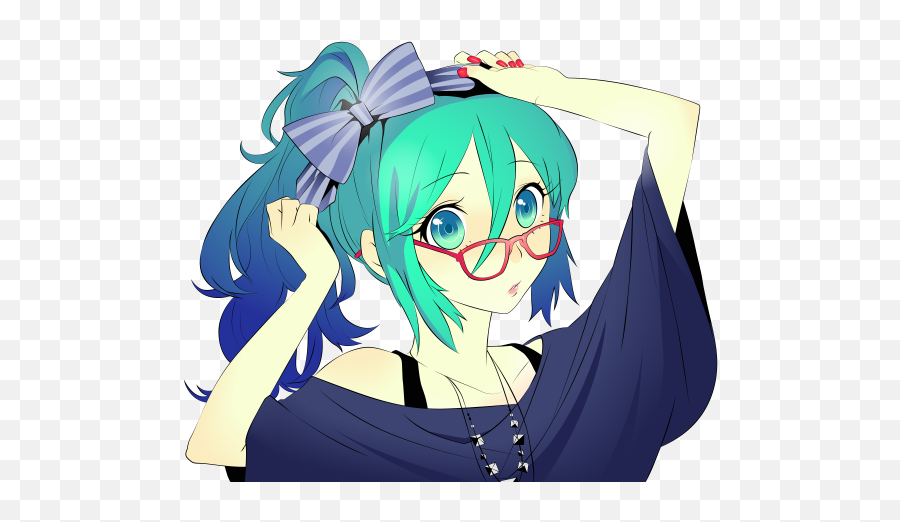 Anime Girl And Boy Tumblr 6 Cool Hd Wallpaper - Anime Girl Anime Girl Blue Green Hair Png,Anime Glasses Png