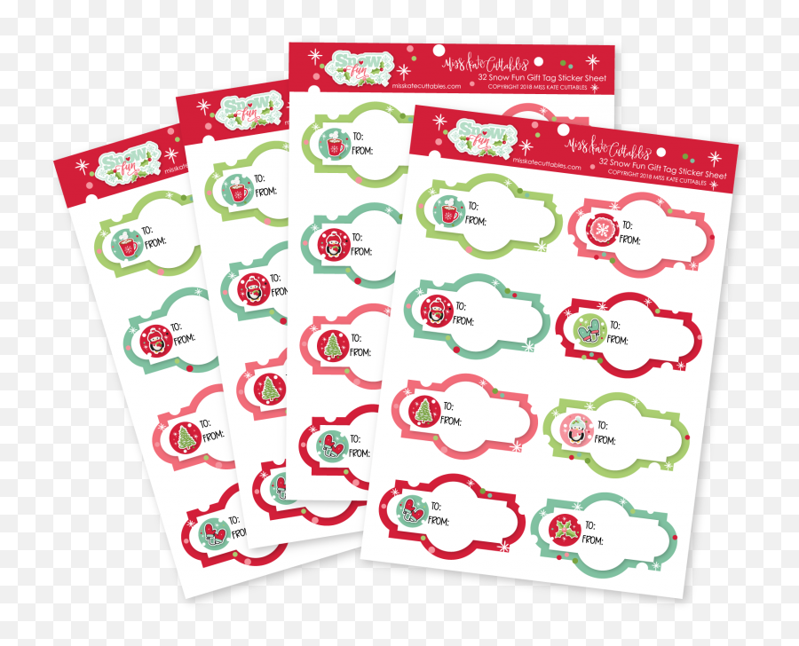 Snow Fun Gift Tag Sticker Packs - Cartoon Png,Gift Tag Png