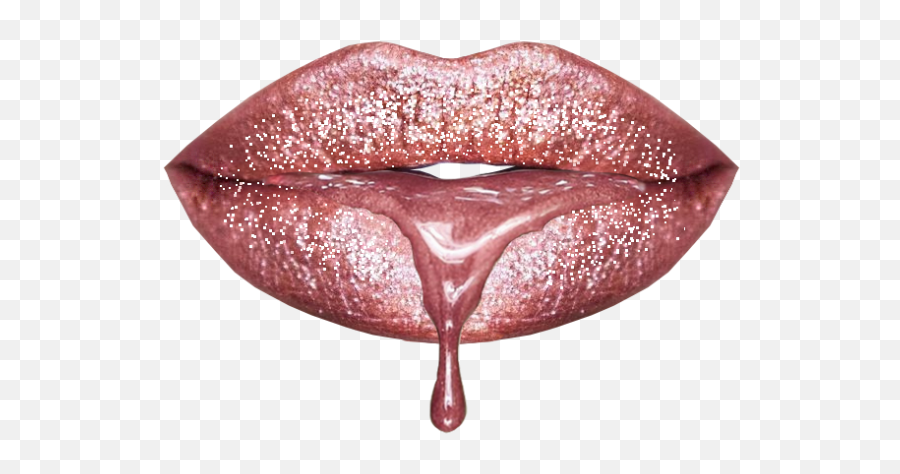 Makeup Artist Rose Gold Dripping Lips - Rose Gold Glitter Lips Png,Gold Lips Png