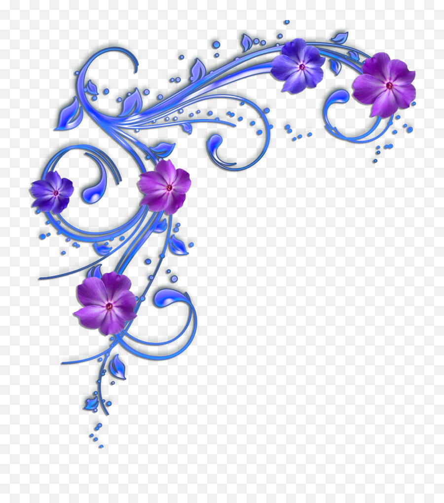 Download Hd Blue Flower Clipart Border - Purple Flowers Clip Borders Design Purple Flowers Png,Flowers Clip Art Png