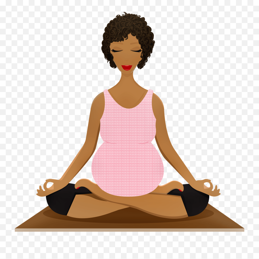 Pregnant Woman In Lotus Position - Pregnancy Yoga Cartoon Png,Meditation  Transparent - free transparent png images 