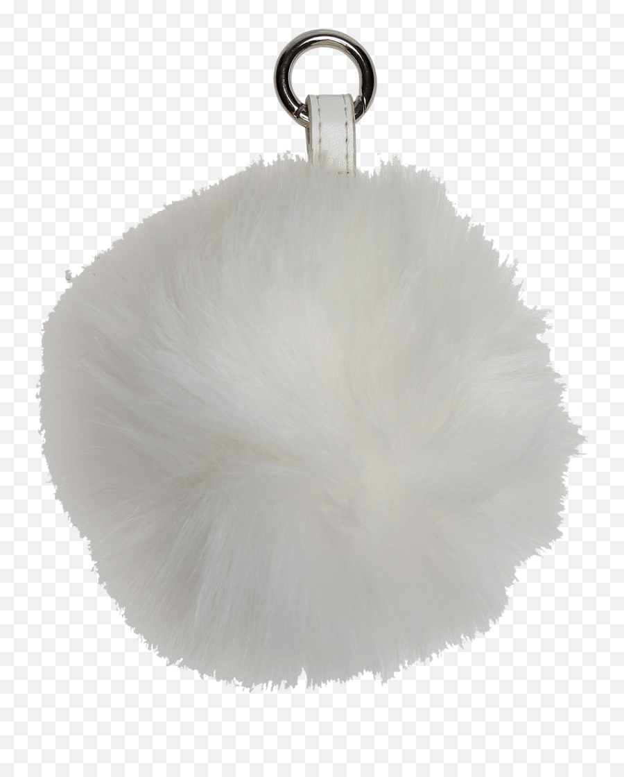 Pompom Charm With Strap And O - Ring Lock White Strop White Fake Fur D11 Cm Fur White Circle Png,Pom Pom Png