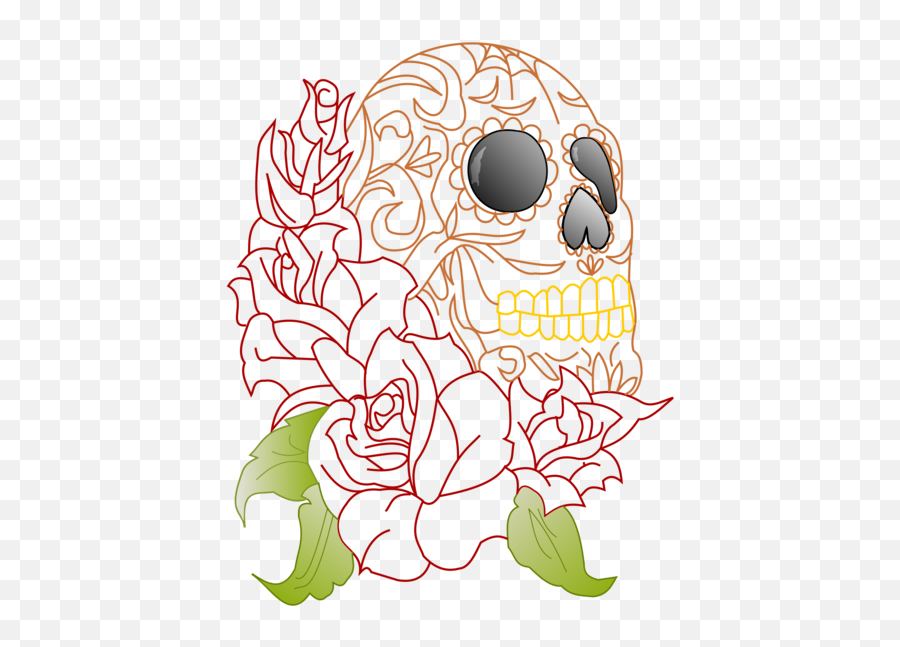 The Punisher - Roses With Skull Head Transparent Png Clip Art,Punisher Skull Transparent