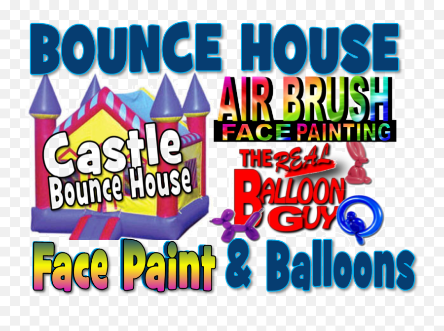Bounce House Castle And Balloon Animals Air Brush Face - Bounce House Png,Face Paint Png