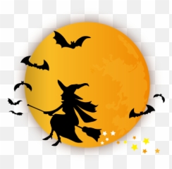 Free Transparent Halloween Png Download - Halloween Luna Con Bruja,Halloween Moon Png