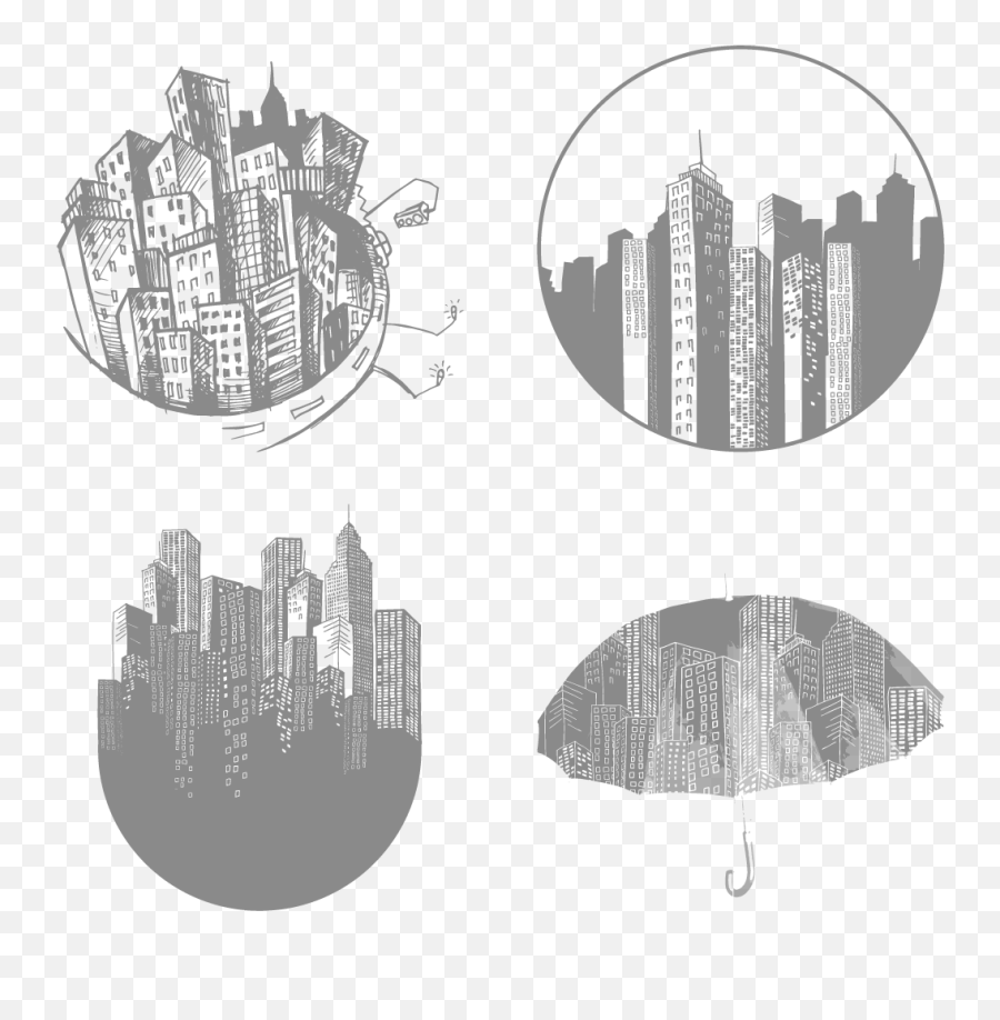 Cityscape Clipart Picsart - Aesthetic Black And White Png,City Scape Png