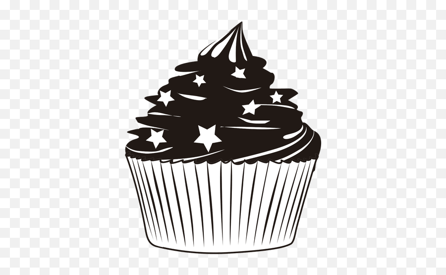 Cupcake Illustration With Stars - Transparent Png U0026 Svg Transparent Cake Silhouette,Stars Transparent