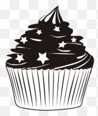 Cupcake Illustration With Stars - Transparent PNG u0026 SVG Cake Silhouette