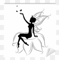 Beautiful Fairy Silhouette - Sitting On A Flower png