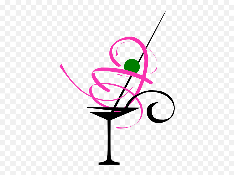 Pink Martini Glass Clip Art Image - Cocktail Glass Clipart Png,Martini Glass Silhouette Png