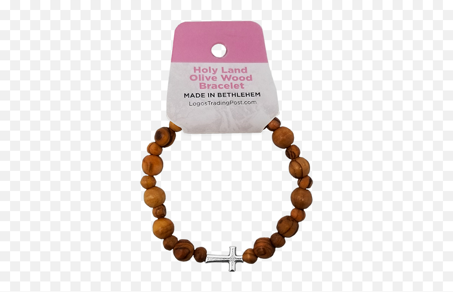 Olive Wood Stretch Bracelet Beads And Inlet Cross - Prayer Beads Png,Bead Icon