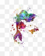 The Little Mermaid Watercolor Art - Shirt Mermaid Waterslide png