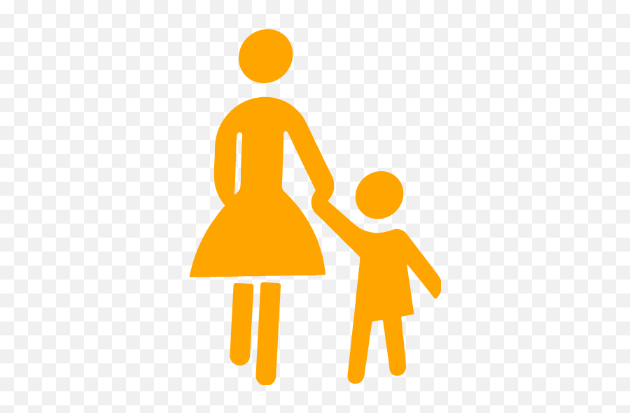 Orange Mother And Child Icon - Free Orange Mother And Child Mother With Child Clipart Png,Child Transparent