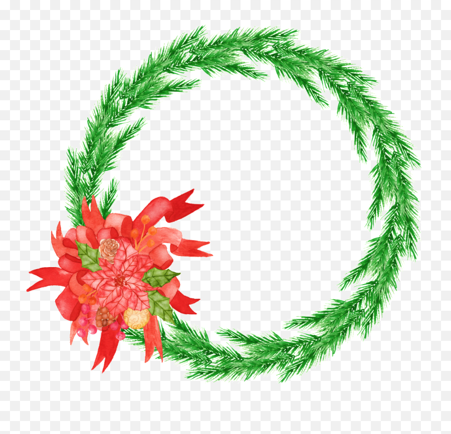 Hand Painted Christmas Wreath - Portable Network Graphics Png,Christmas Wreath Png Transparent