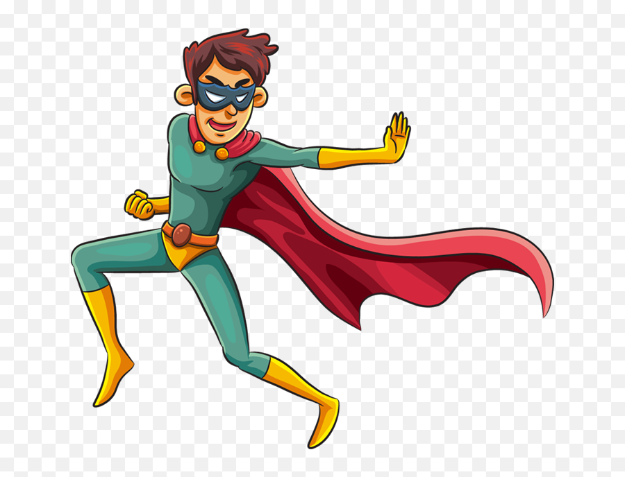 Download Cartoon Superhero With A Mask In Fighting Pose - Cartoon Super Hero Png,Superhero Png