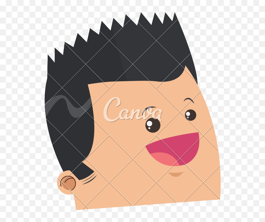 Cute Face Of Happy Man With Pointy Har Icon - Icons By Canva Cartoon Png,Cute Face Png
