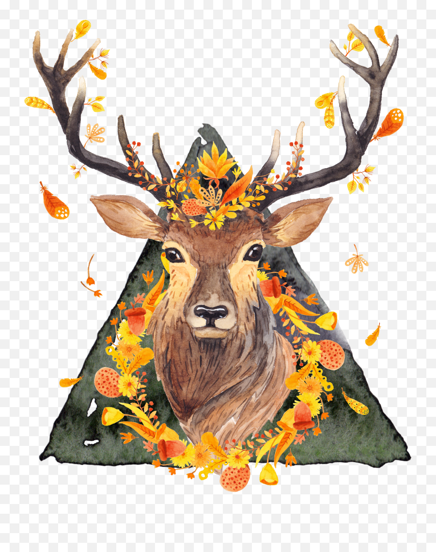 Download Hd I Created This Watercolor Piece Digitally With A - Deer With Antlers Painting Png,Baby Deer Png