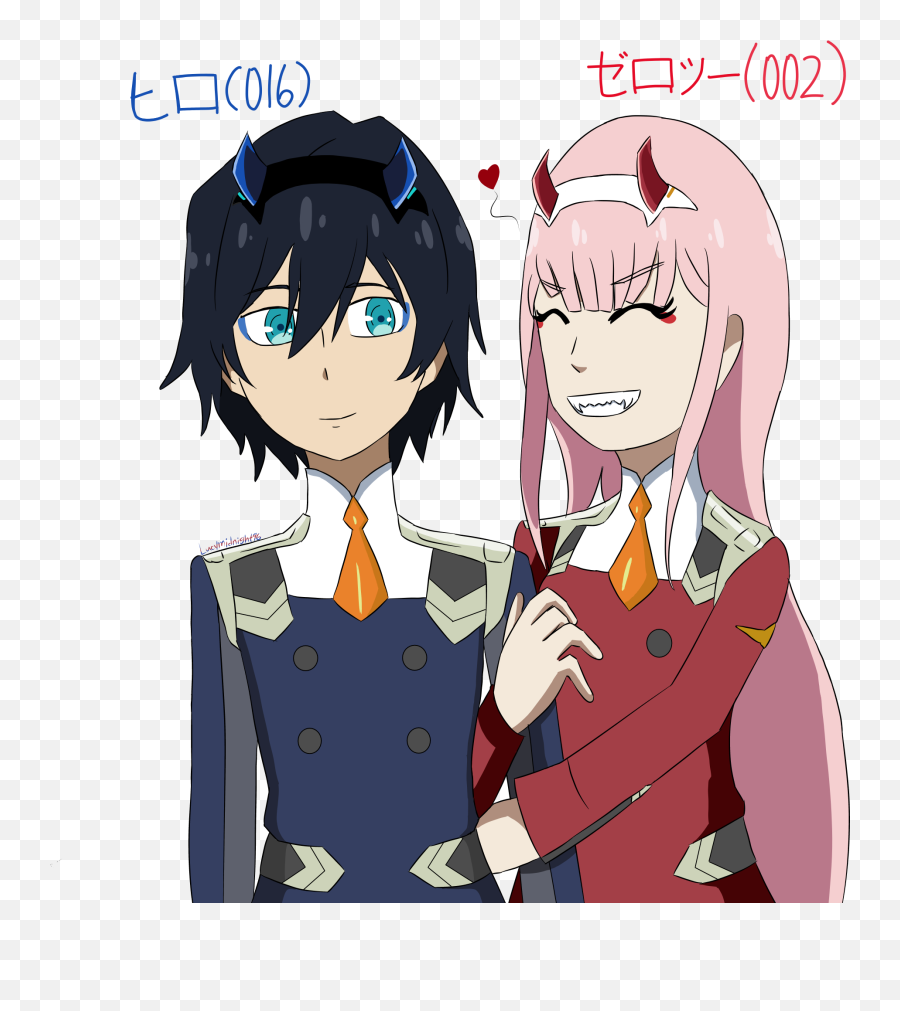 Zero Two And Hiro Darling In The Franxx Drawn By Lucy96 - Cartoon Png,Zero Two Transparent
