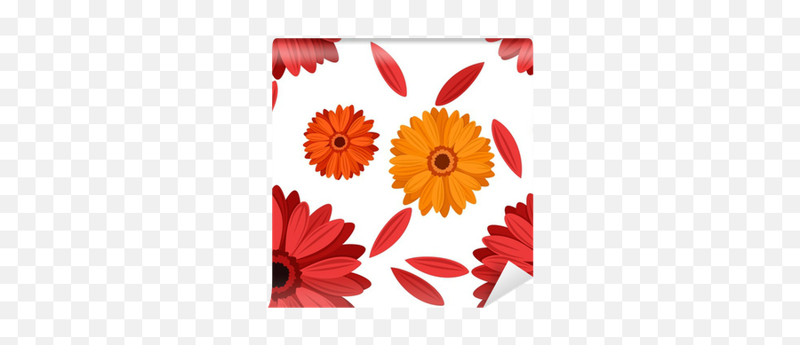 Seamless Background With Gerbera Flowers Vector Illustration Wall Mural U2022 Pixers - We Live To Change Lovely Png,Flowers Vector Png