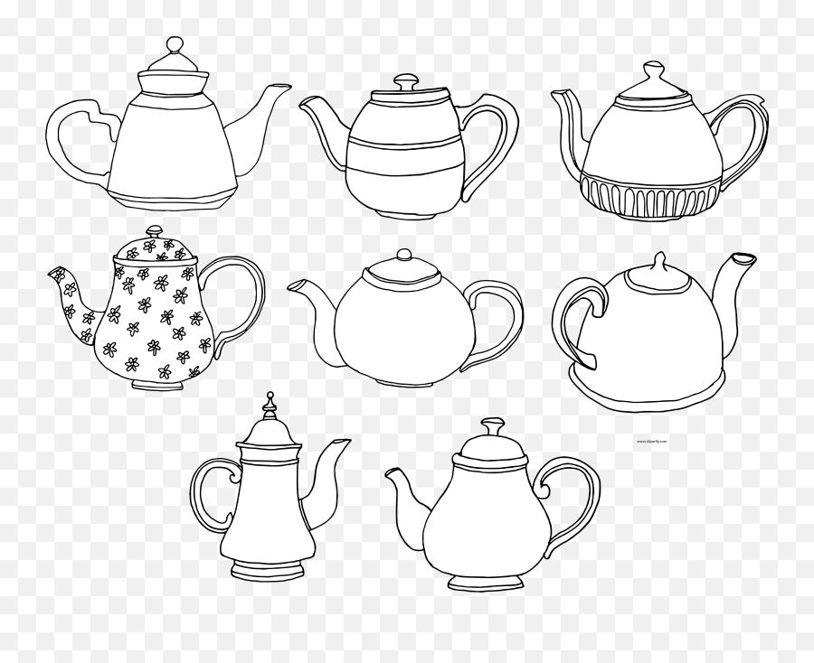 Teapot Basic Black White Clipart Png - White Teapot Image Png,Teapot Png